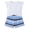 Picture of Mayoral Girls Summer Ruffle Crop Top & Zig Zag Shorts Set X 2 - Anil Blue