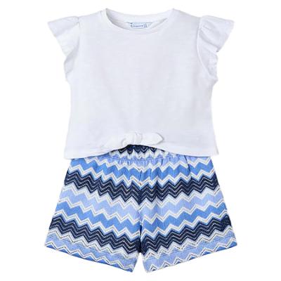 Picture of Mayoral Girls Summer Ruffle Crop Top & Zig Zag Shorts Set X 2 - Anil Blue