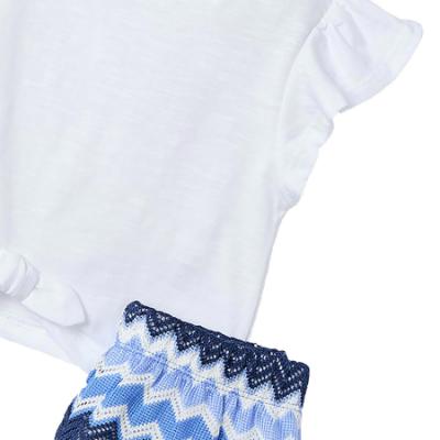 Picture of Mayoral Girls Summer Ruffle Crop Top & Zig Zag Shorts Set X 2 - Anil Blue