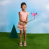 Picture of Mayoral Girls Summer Ruffle Crop Top & Zig Zag Shorts Set X 2 - Salmon Pink