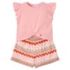Picture of Mayoral Girls Summer Ruffle Crop Top & Zig Zag Shorts Set X 2 - Salmon Pink
