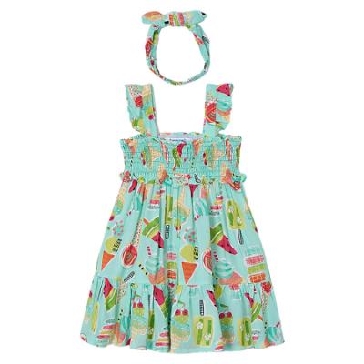 Picture of Mayoral Girls Summer Lollie Ruffle Sundress & Headband Set X 2 - Aqua Blue