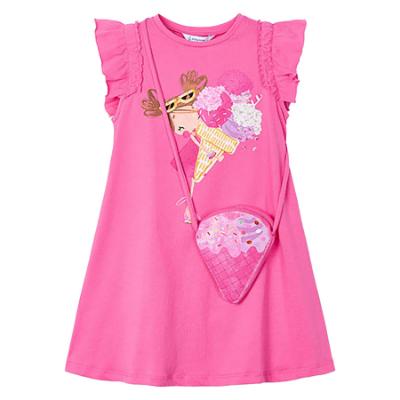 Picture of Mayoral Girls Summer Icecream Ruffle Sundress & Bag Set X 2 - Fucsia Pink