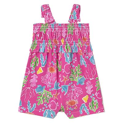 Picture of Mayoral Toddler Girls Summer Playsuit With Bows  - Fucsia Blue