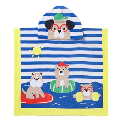 Picture of Mayoral Boys Summer Puppies Towel Poncho - Blue Multi