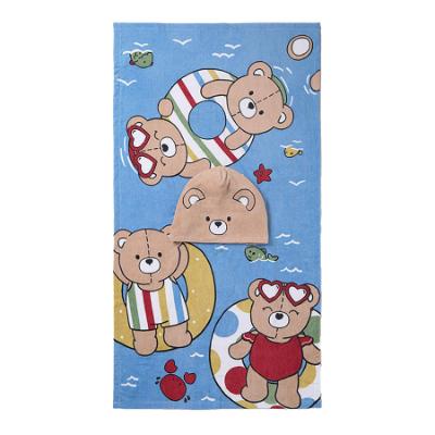 Picture of Mayoral Summer Bears Towel Poncho - Red Blue Multi 