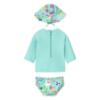 Picture of Mayoral Newborn Girls Mermaid Rashguard Bottoms & Sunhat Set X 3 - Aqua Green