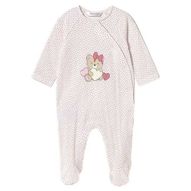 Picture of Mayoral Newborn Girls  Front Opening Teddy & Polka Babygrow  - Baby Rose Pink