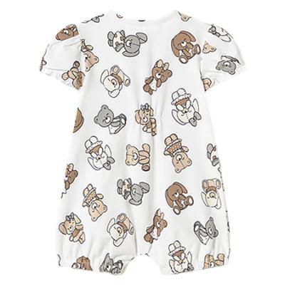 Picture of Mayoral Newborn Girls Jersey Teddy & Bunny Romper - White Beige Grey 