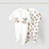 Picture of Mayoral Newborn Girls Teddy & Bunny 2 Piece Babygrow Set - Beige 