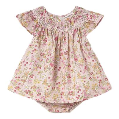 Picture of Mayoral Newborn Girls Summer Smocked Floral Strawberry Dress & Panties Set  X 2 - Pink