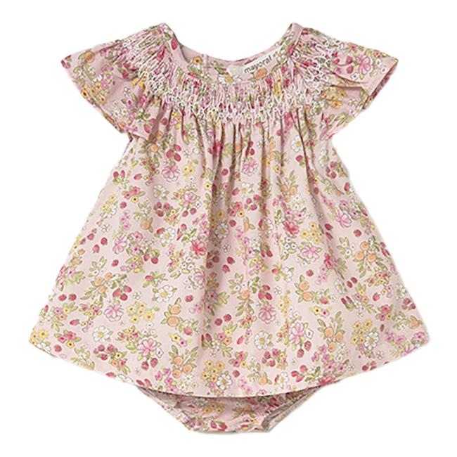 Picture of Mayoral Newborn Girls Summer Smocked Floral Strawberry Dress & Panties Set  X 2 - Pink
