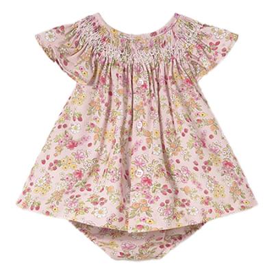 Picture of Mayoral Newborn Girls Summer Smocked Floral Strawberry Dress & Panties Set  X 2 - Pink