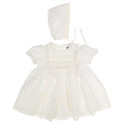 Picture of Sarah Louise Baby Girls Lace Plumetti Dress & Bonnet Set X 2 - Ivory