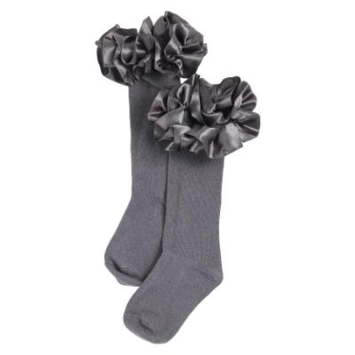 Picture of PRE ORDER Caramelo Kids Girls Ruffle Ribbon Knee High Socks - Grey