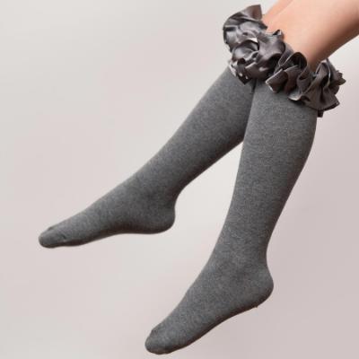 Picture of PRE ORDER Caramelo Kids Girls Ruffle Ribbon Knee High Socks - Grey