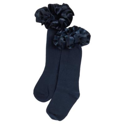 Picture of PRE ORDER Caramelo Kids Girls Ruffle Ribbon Knee High Socks - Navy