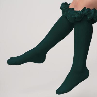 Picture of PRE ORDER Caramelo Kids Girls Ruffle Ribbon Knee High Socks - Bottle Green