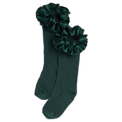 Picture of PRE ORDER Caramelo Kids Girls Ruffle Ribbon Knee High Socks - Bottle Green