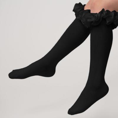 Picture of PRE ORDER Caramelo Kids Girls Ruffle Ribbon Knee High Socks - Black