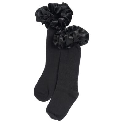 Picture of PRE ORDER Caramelo Kids Girls Ruffle Ribbon Knee High Socks - Black