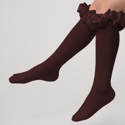Picture of PRE ORDER Caramelo Kids Girls Ruffle Ribbon Knee High Socks - Brown