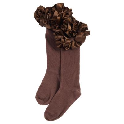 Picture of PRE ORDER Caramelo Kids Girls Ruffle Ribbon Knee High Socks - Brown