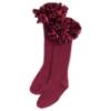 Picture of PRE ORDER Caramelo Kids Girls Ruffle Ribbon Knee High Socks - Maroon Burgundy