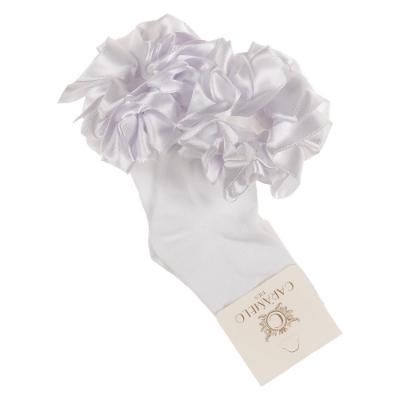 Picture of PRE ORDER Caramelo Kids Girls Satin Ribbon Ankle Socks - White