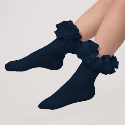 Picture of PRE ORDER Caramelo Kids Girls Satin Ribbon Ankle Socks - Navy