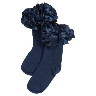 Picture of PRE ORDER Caramelo Kids Girls Satin Ribbon Ankle Socks - Navy
