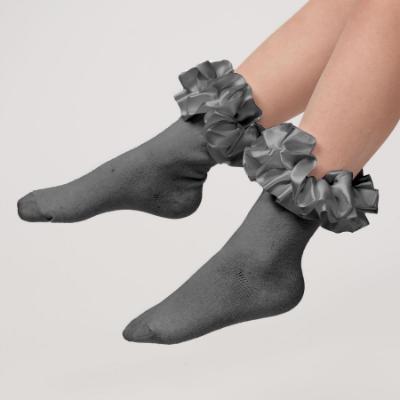 Picture of PRE ORDER Caramelo Kids Girls Satin Ribbon Ankle Socks - Grey