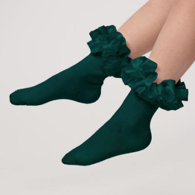 Picture of PRE ORDER Caramelo Kids Girls Satin Ribbon Ankle Socks - Bottle Green