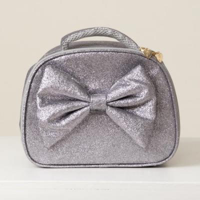 Picture of PRE ORDER Caramelo Kids Glitter Lunch Box With Padded Bow - Grey Glitter