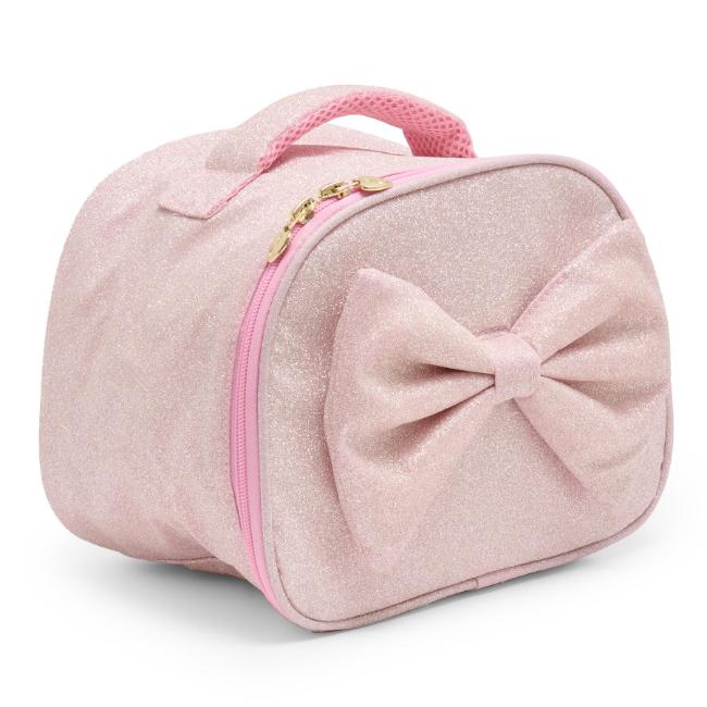 Picture of PRE ORDER Caramelo Kids Glitter Lunch Box With Padded Bow - Pink Glitter