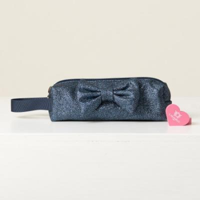 Picture of PRE ORDER Caramelo Kids Glitter Pencil Case With Padded Bow - Navy Glitter