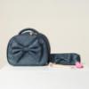 Picture of PRE ORDER Caramelo Kids Glitter Pencil Case With Padded Bow - Navy Glitter
