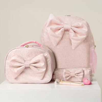 Picture of PRE ORDER Caramelo Kids Glitter Pencil Case With Padded Bow - Pink Glitter