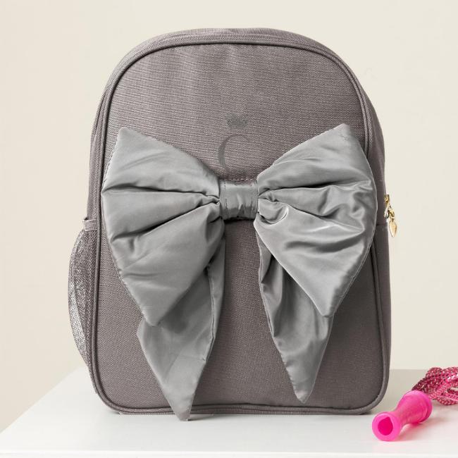 Picture of PRE ORDER Caramelo Kids School Bag With Contrasting Bow - Grey