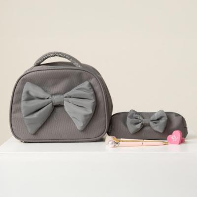 Picture of PRE ORDER Caramelo Kids Pencil Case With Contrasting Padded Bow - Grey