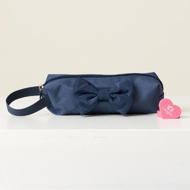 Picture of PRE ORDER Caramelo Kids Pencil Case With Contrasting Padded Bow - Navy