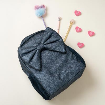 Picture of PRE ORDER Caramelo Kids Glitter School Bag With Bow - Navy Glitter