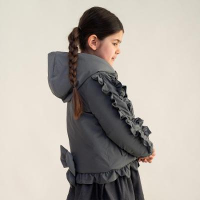 Picture of PRE ORDER Caramelo Kids Girls Hooded Short Coat With Frill - Grey