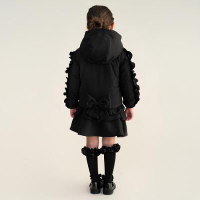 Picture of PRE ORDER Caramelo Kids Girls Hooded Short Coat With Frill - Black