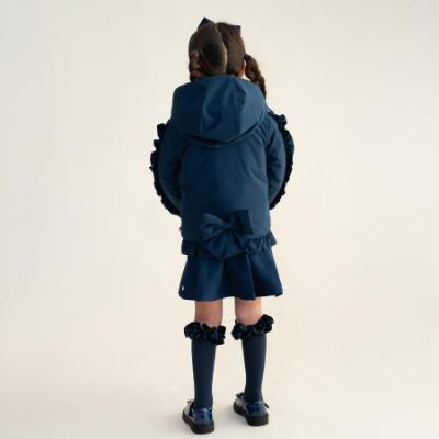 Picture of PRE ORDER Caramelo Kids Girls Hooded Short Coat With Frill - Navy
