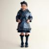 Picture of PRE ORDER Caramelo Kids Girls Hooded Rain Mac With Bows & Frill - Navy