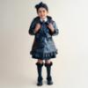 Picture of PRE ORDER Caramelo Kids Girls Hooded Rain Mac With Bows & Frill - Navy