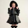 Picture of PRE ORDER Caramelo Kids Girls Fur Trim Hooded Peplum Coat - Black