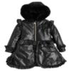 Picture of PRE ORDER Caramelo Kids Girls Fur Trim Hooded Peplum Coat - Black