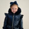 Picture of PRE ORDER Caramelo Kids Girls Fur Trim Hooded Peplum Coat - Navy